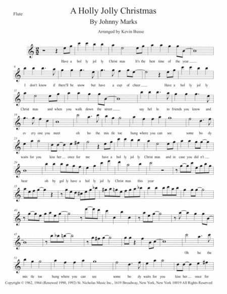 Free Sheet Music A Holly Jolly Christmas Easy Key Of C Flute