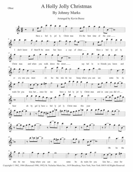 A Holly Jolly Christmas Easy Key Of C Oboe Sheet Music