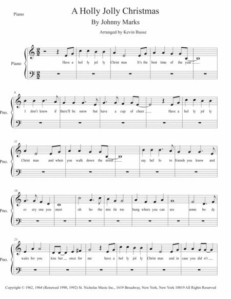 A Holly Jolly Christmas Easy Key Of C Piano Sheet Music