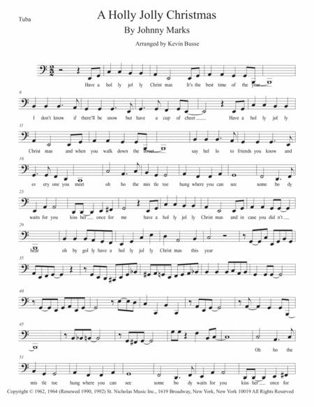 A Holly Jolly Christmas Easy Key Of C Tuba Sheet Music