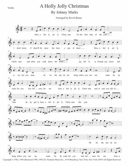 A Holly Jolly Christmas Easy Key Of C Violin Sheet Music