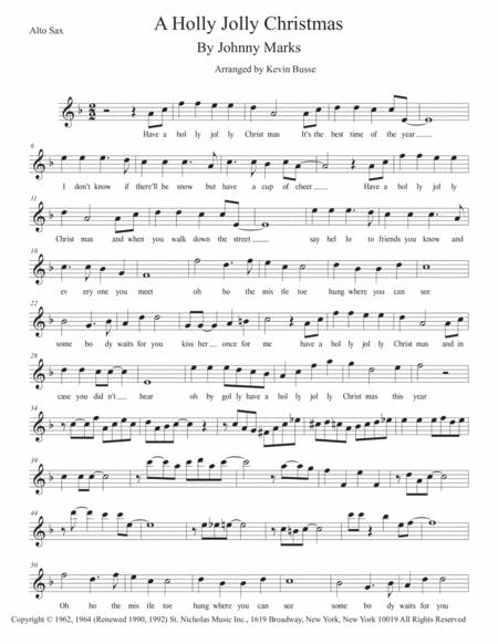 A Holly Jolly Christmas Original Key Alto Sax Sheet Music