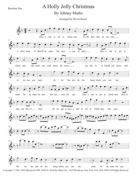 A Holly Jolly Christmas Original Key Bari Sax Sheet Music