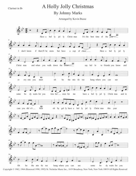 A Holly Jolly Christmas Original Key Clarinet Sheet Music