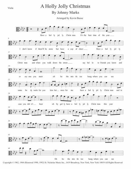 A Holly Jolly Christmas Original Key Viola Sheet Music