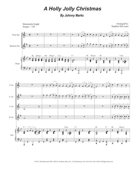Free Sheet Music A Holly Jolly Christmas Saxophone Quartet And Piano