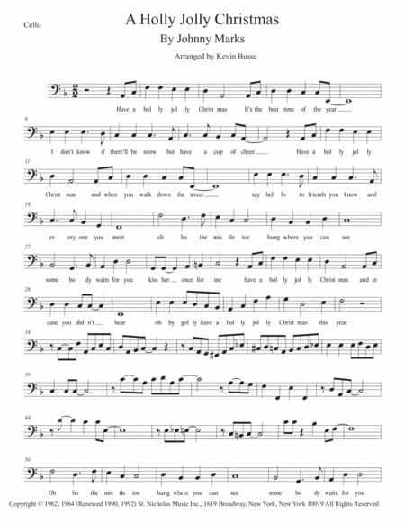 A Holly Jolly Christmas W Lyrics Cello Sheet Music