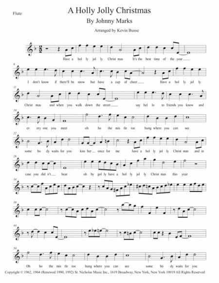 A Holly Jolly Christmas W Lyrics Flute Sheet Music