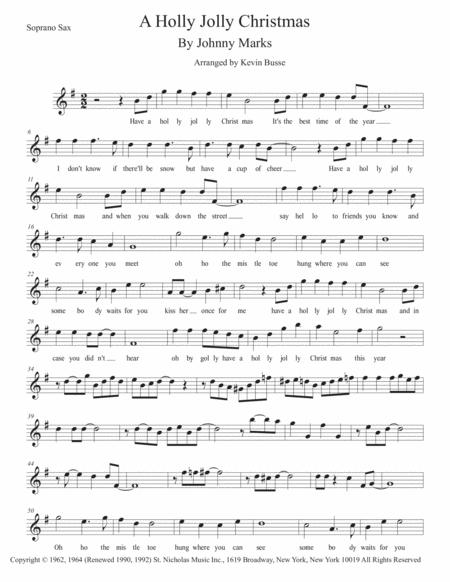 A Holly Jolly Christmas W Lyrics Soprano Sax Sheet Music