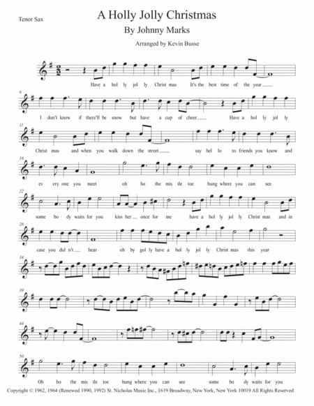 Free Sheet Music A Holly Jolly Christmas W Lyrics Tenor Sax