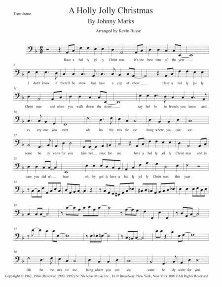 A Holly Jolly Christmas W Lyrics Trombone Sheet Music