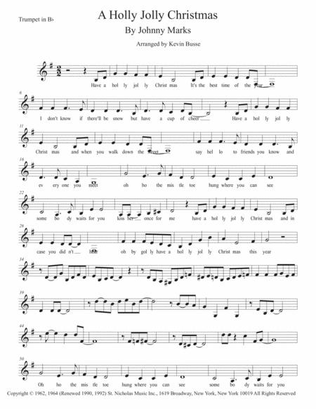 Free Sheet Music A Holly Jolly Christmas W Lyrics Trumpet