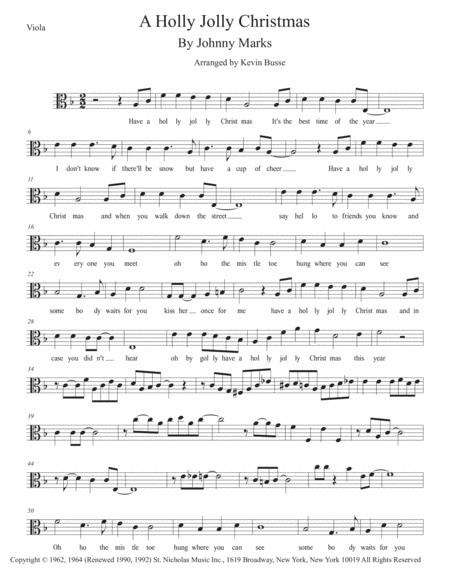 A Holly Jolly Christmas W Lyrics Viola Sheet Music