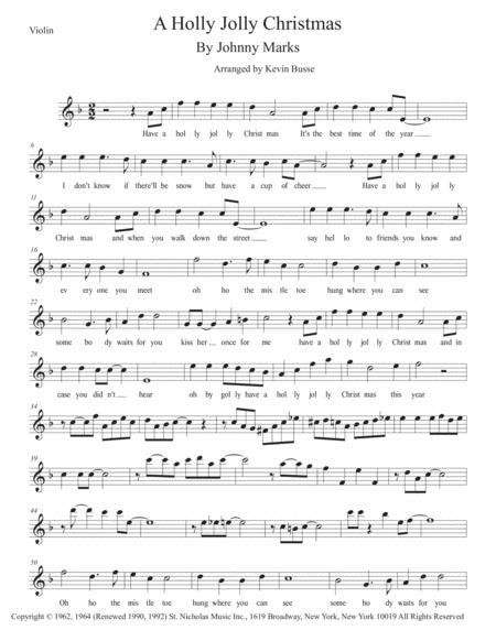 A Holly Jolly Christmas W Lyrics Violin Sheet Music