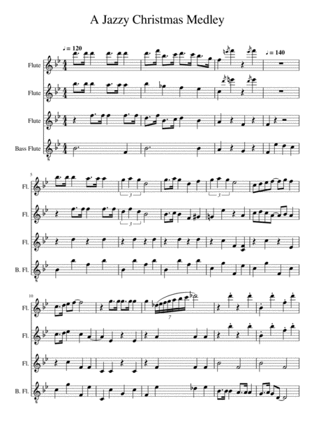 A Jazzy Christmas Medley Flute Quartet Sheet Music