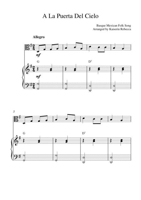 A La Puerta Del Cielo Viola Solo And Piano Accompaniment Sheet Music