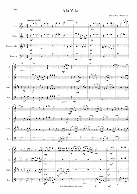 Free Sheet Music A La Valse For Wind Quartet