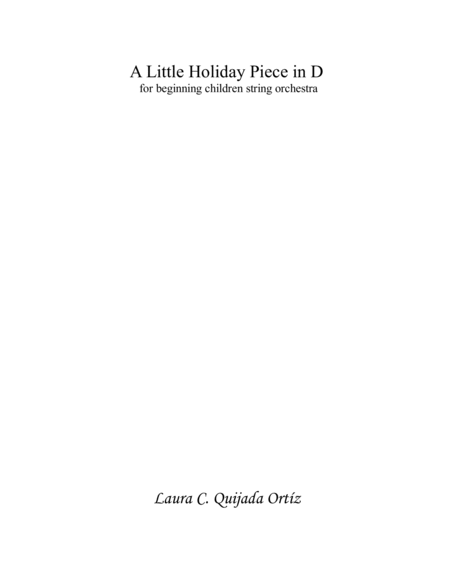 A Little Holiday Piece In D For Beginning String Orchestra Score Parts Sheet Music