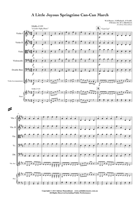 A Little Joyous Springtime Can Can March A Medley For Beginner Strings Sheet Music