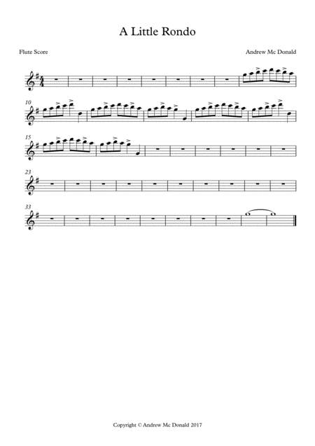 Free Sheet Music A Little Rondo Flute Score