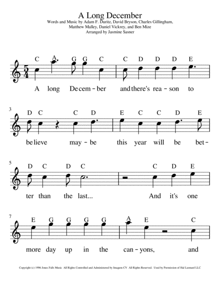 A Long December Sheet Music