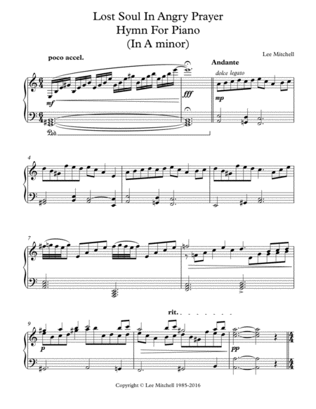 A Lost Soul In Angry Prayer Hymn For Piano In A Minor Sheet Music