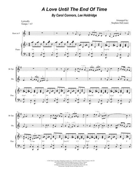 A Love Until The End Of Time Duet For Bb Trumpet And French Horn Sheet Music