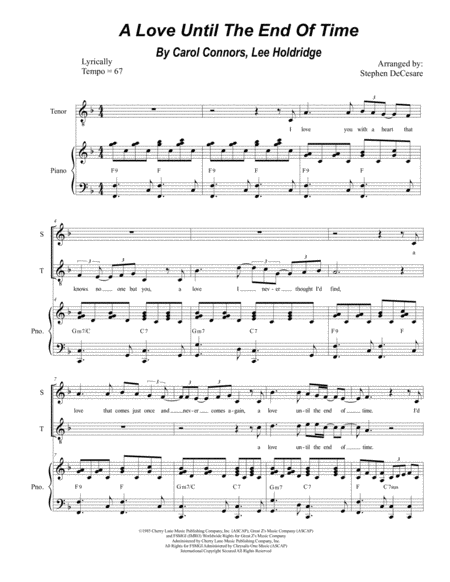 A Love Until The End Of Time Duet For Soprano And Tenor Solo Sheet Music