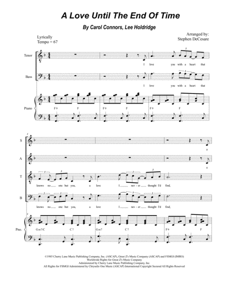 A Love Until The End Of Time For Satb Sheet Music