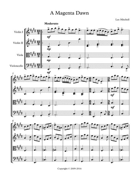 Free Sheet Music A Magenta Dawn