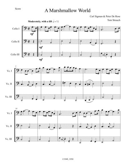 Free Sheet Music A Marshmallow World For Cello Trio