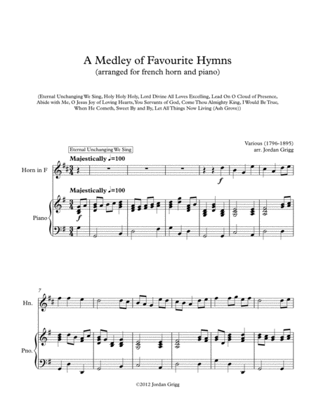 A Medley Of Favourite Hymns Horn And Piano Sheet Music