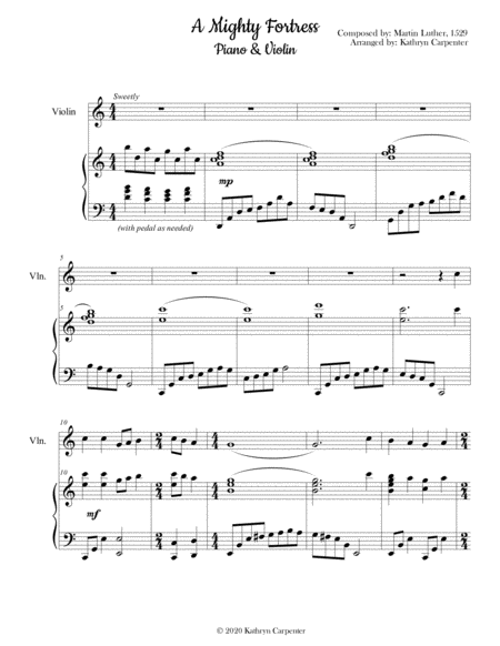 A Mighty Fortress Advanced Piano Violin Sheet Music