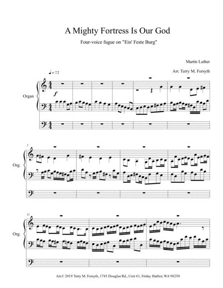 A Mighty Fortress Is Our God 4 Voice Fugue Sheet Music