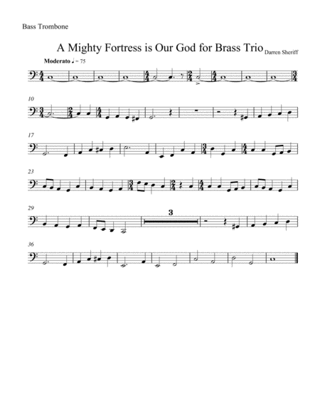 A Mighty Fortress Is Our God For Brass Trio Sheet Music