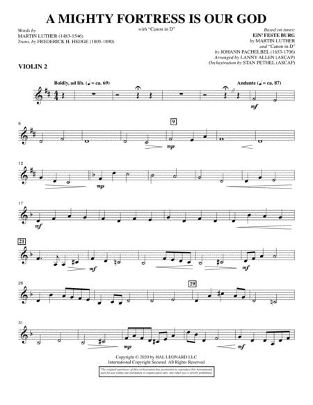 Free Sheet Music A Mighty Fortress Is Our God With Canon In D Violin 2