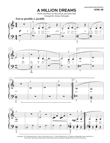 A Million Dreams 2b Sheet Music