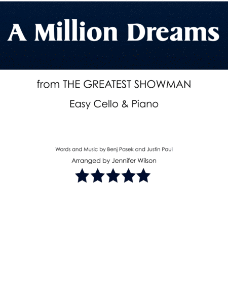 Free Sheet Music A Million Dreams Easy Cello Piano