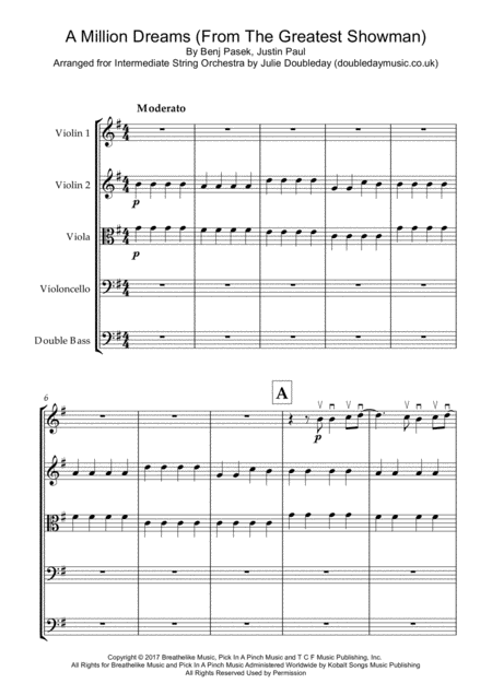 A Million Dreams For Beginner String Orchestra Score And Parts Sheet Music