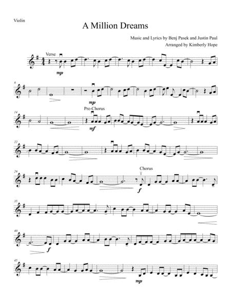 A Million Dreams From The Greatest Showman Easy Beginner Violin Solo Sheet Music