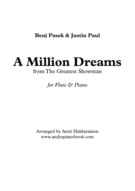 A Million Dreams From The Greatest Showman Flute Piano Sheet Music