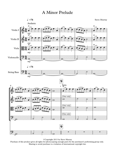 Free Sheet Music A Minor Prelude