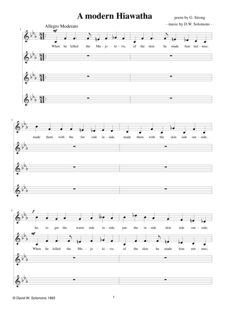 A Modern Hiawatha Sheet Music