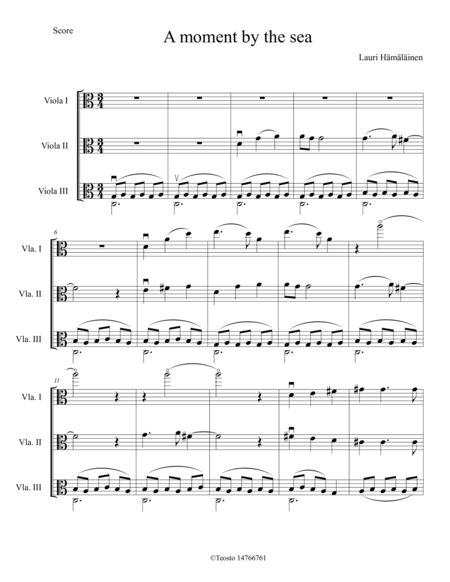 A Moment By The Sea For 3 Violas Sheet Music