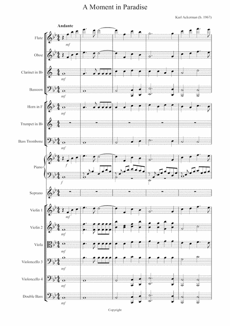 A Moment In Paradise Sheet Music