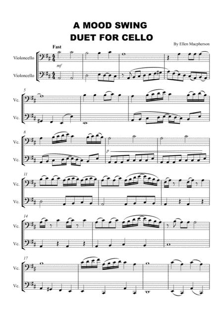 Free Sheet Music A Mood Swing Duet For Cello