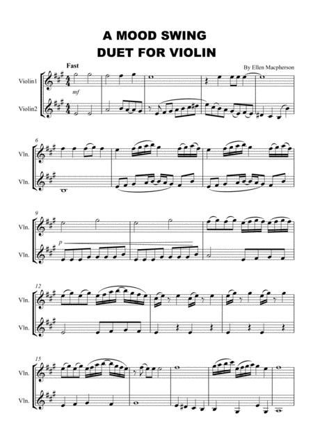 Free Sheet Music A Mood Swing Duet For Violin