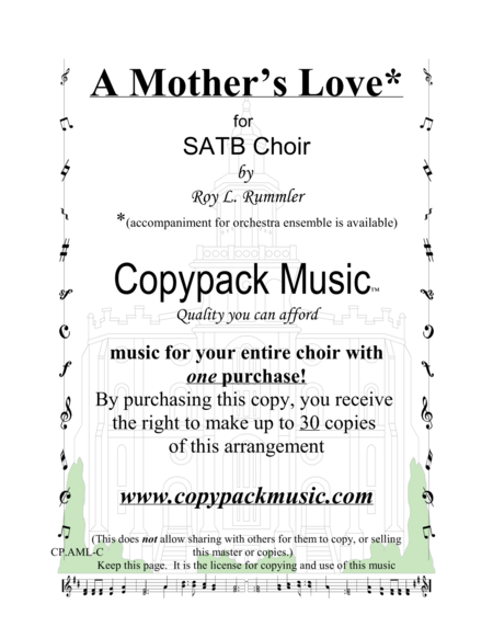 Free Sheet Music A Mothers Love