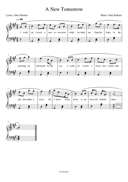 A New Tomorrow Sheet Music