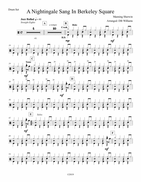 A Nightingale Sang In Berkeley Square Drum Set Sheet Music